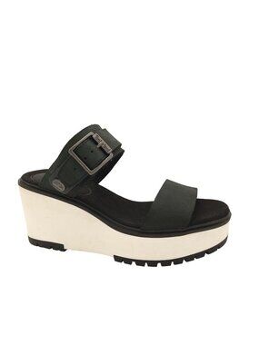 NEW Timberland Wedge Sandals Slide  Black White Casual Comfort Womens 10